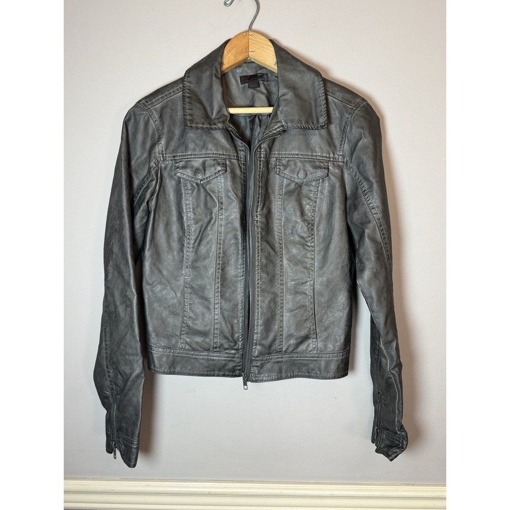 J W Style  Faux Leather Zip Lightweight‎ Short Jacket Women Small